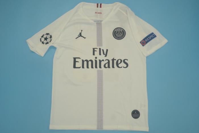 with UCL Patch Retro Jersey 2018-2019 PSG NEYMAR JR 10 Away White Soccer Jersey Vintage Paris Football Shirt