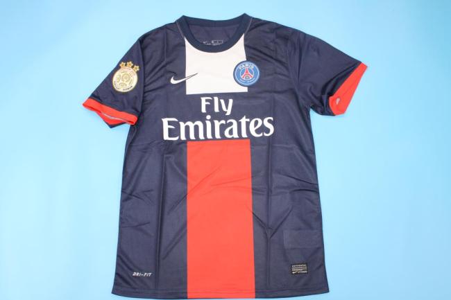 with Ligue 1 Patch Retro Jersey 2013-2014 PSG Home Soccer Jersey Vintage Paris Football Shirt