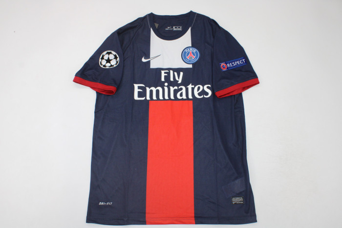 with UCL Patch Retro Jersey 2013-2014 PSG Home Soccer Jersey Vintage Paris Football Shirt