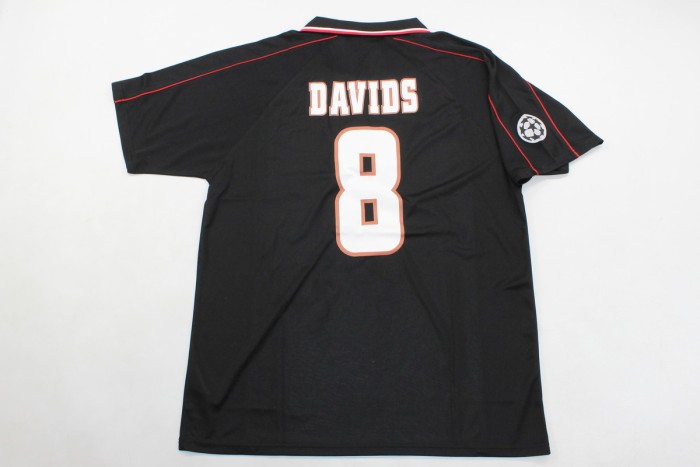 with UCL Patch Retro Jersey 1998-1999 Ajax DAVIDS 8 Away Soccer Jersey Vintage Football Shirt
