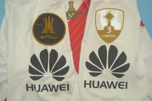 with Libertadores Patch+Front Lettering Retro Jersey 2018-2019 River Plate BORRE 19 Home Soccer Jersey Vintage Football Shirt