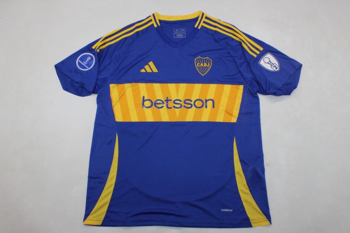 with Conmebol Patch Fan Version 2024-2025 Boca Juniors Home Soccer Jersey Football Shirt