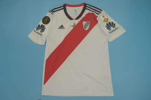 with Libertadores Patch+Front Lettering Retro Jersey 2018-2019 River Plate Home Soccer Jersey Vintage Football Shirt