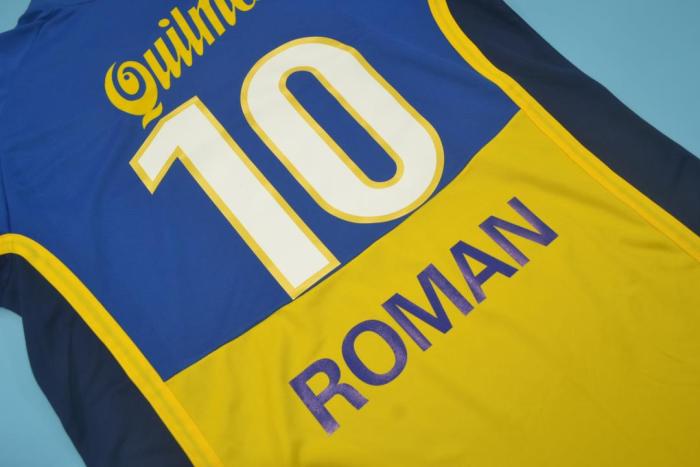 Retro Jersey 2001 Boca Juniors ROMAN 10 Home Soccer Jersey Vintage Football Shirt