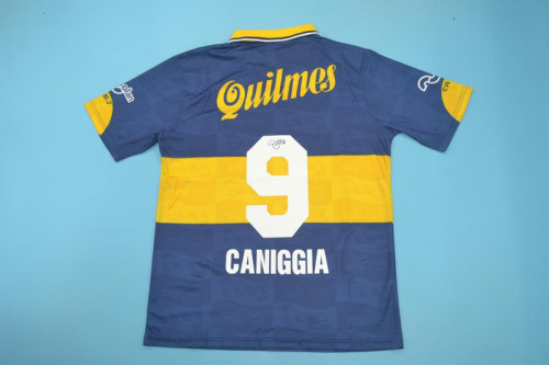 Retro Jersey 1995-1996 Boca Juniors CANIGGIA 9 Home Soccer Jersey Vintage Football Shirt