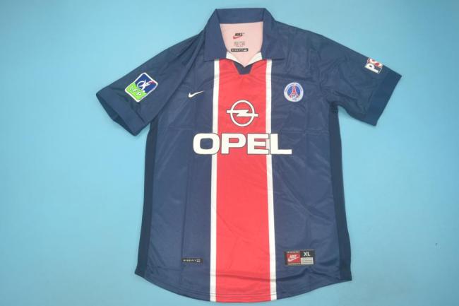 with Patch Retro Jersey 1998-1999 PSG Home Soccer Jersey Vintage Paris Football Shirt