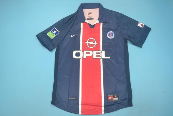with Patch Retro Jersey 1998-1999 PSG Home Soccer Jersey Vintage Paris Football Shirt