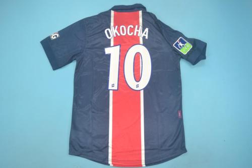 with Patch Retro Jersey 1998-1999 PSG OKOCHA 10 Home Soccer Jersey Vintage Paris Football Shirt