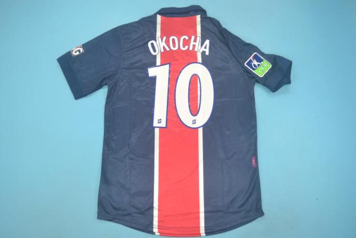 with Patch Retro Jersey 1998-1999 PSG OKOCHA 10 Home Soccer Jersey Vintage Paris Football Shirt
