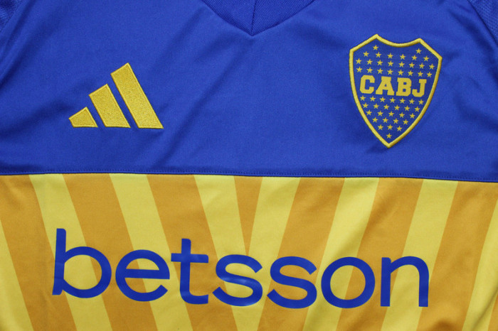 with Conmebol Patch Fan Version 2024-2025 Boca Juniors Home Soccer Jersey Football Shirt