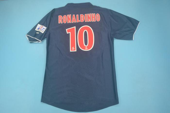Retro Jersey 2001-2002 PSG RONALDINHO 10 Home Blue Soccer Jersey Paris Vintage Football Shirt