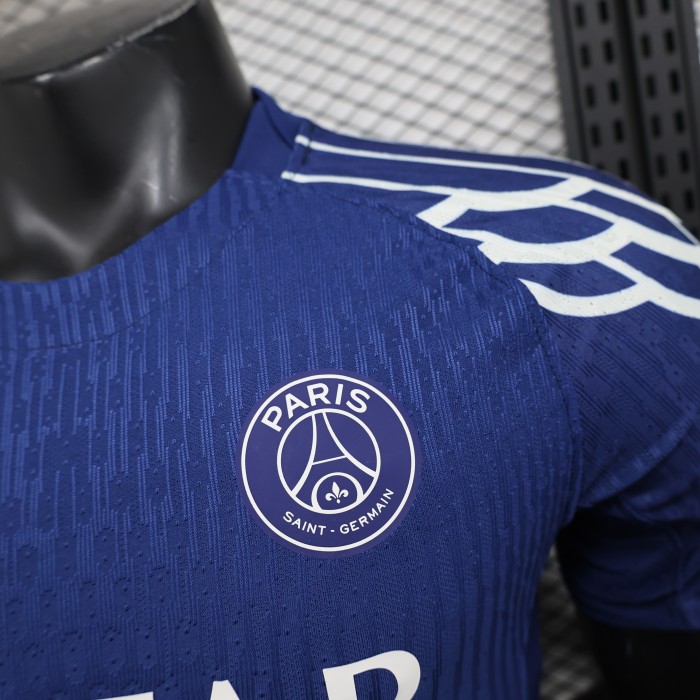 Player Version 2024-2025 PSG 4th Away Blue Soccer Jersey Paris Football Maillot
