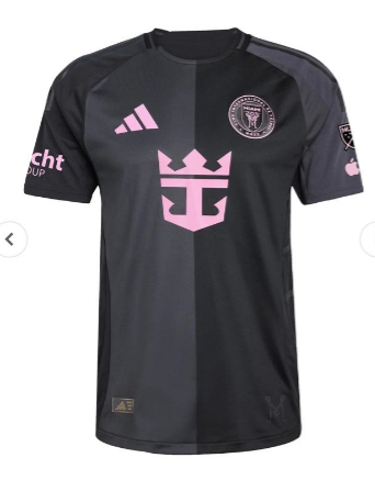 with Fracht Group+Apple+MLS Patch Player Version 2025-2026 Inter Miami Away Black Soccer Jersey Football Shirt