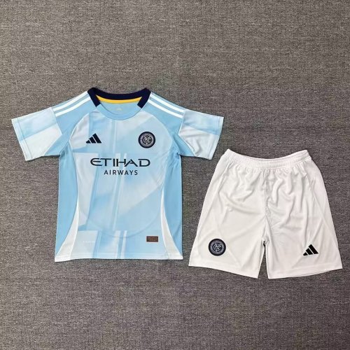 Youth Uniform Kids Kit 2025-2026 New York City Home Soccer Jersey Shorts Child Football Set