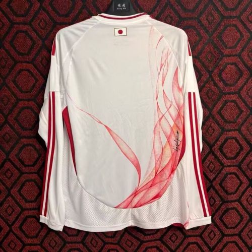 Long Sleeve Japan 2024-2025 Y-3 Away White Soccer Jersey Football Shirt