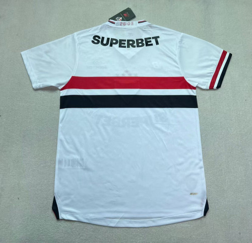 with Sponor Logo Fans Version 2025-2026 Sao Paulo Home Soccer Jersey Football Shirt