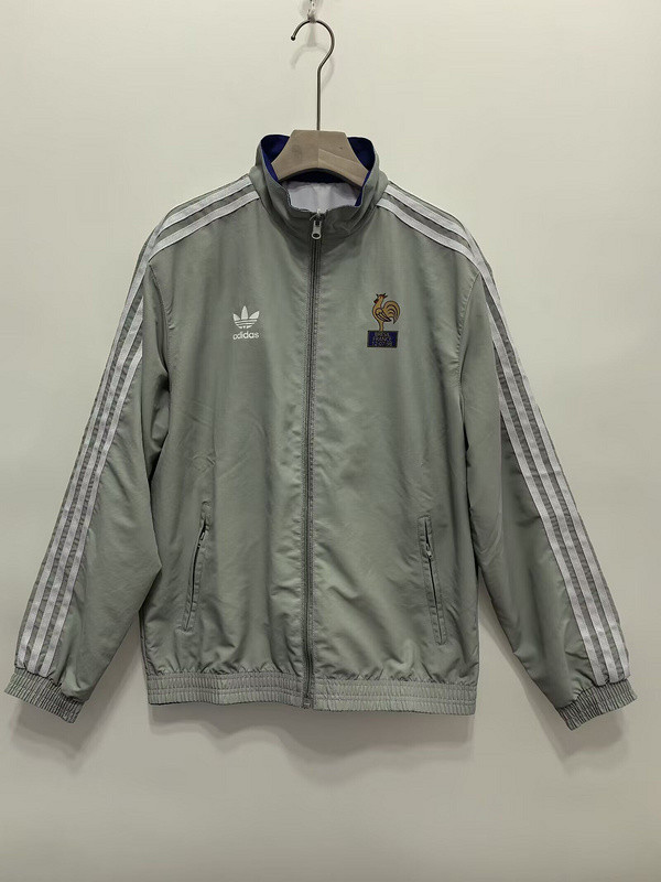 Retro 1990-1991 France Trench Coat Soccer Reversible Windbreaker Jacket