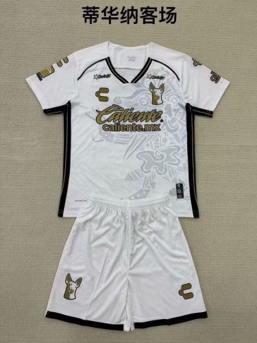 Adult Uniform 2024-2025 Xolos de Tijuana Away White Soccer Jersey Shorts Men's Football Kit