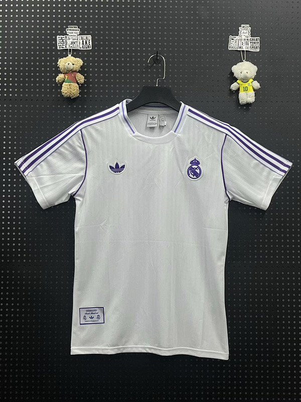 Retro Model Real Madrid 2025-2026 White/Purple Soccer Jersey Real Football Shirt