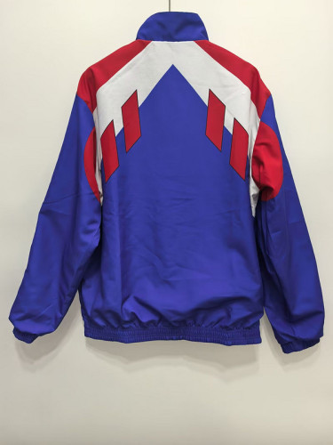 Retro 1990-1991 France Trench Coat Soccer Reversible Windbreaker Jacket
