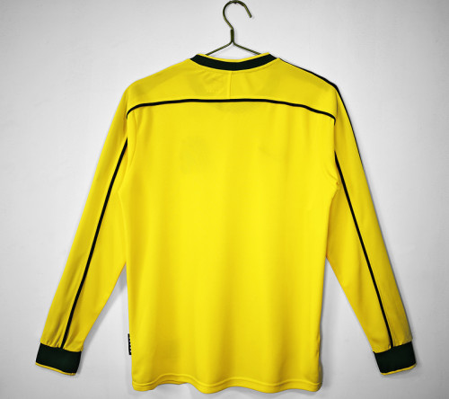 Long Sleeve Retro Jersey 1998 Brazil Home Soccer Jersey Brasil Camisetas de Futbol