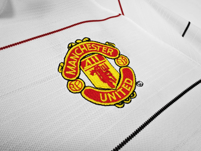 Long Sleeve Retro Jersey 2003-2004 Manchester United Third Away White Soccer Jersey Man U Vintage Football Shirt
