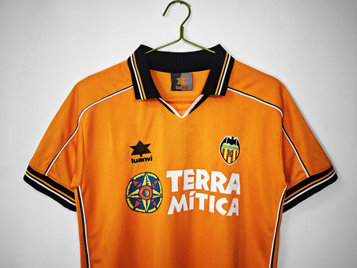 Retro Jersey 1999-2000 Valencia Away Orange Soccer Jersey Vintage Football Shirt