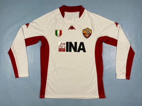 Retro Jersey Long Sleeve As Roma 2001-2002 Away Soccer Jersey Vintage Football Shirt