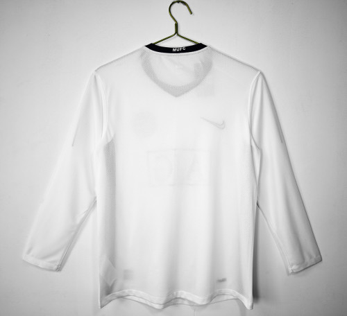Retro Jersey Long Sleeve 2008-2009 Manchester United Away White Soccer Jersey Vintage Football Shirt