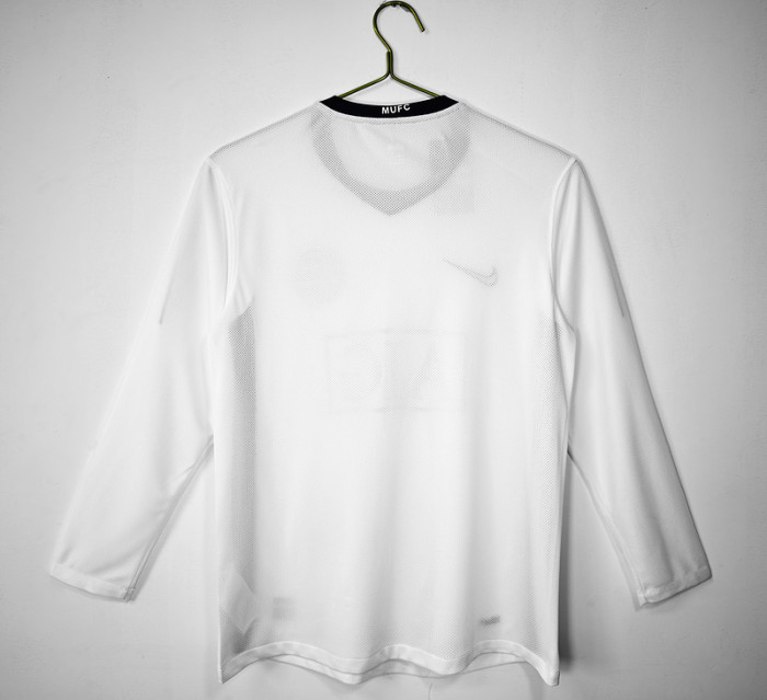 Retro Jersey Long Sleeve 2008-2009 Manchester United Away White Soccer Jersey Vintage Football Shirt