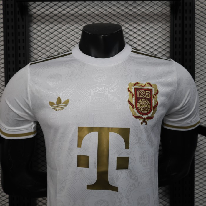 Player Version 2024-2025 Bayern Munich 125th Anniversary Soccer Jersey Bayern Munchen White Football Shirt