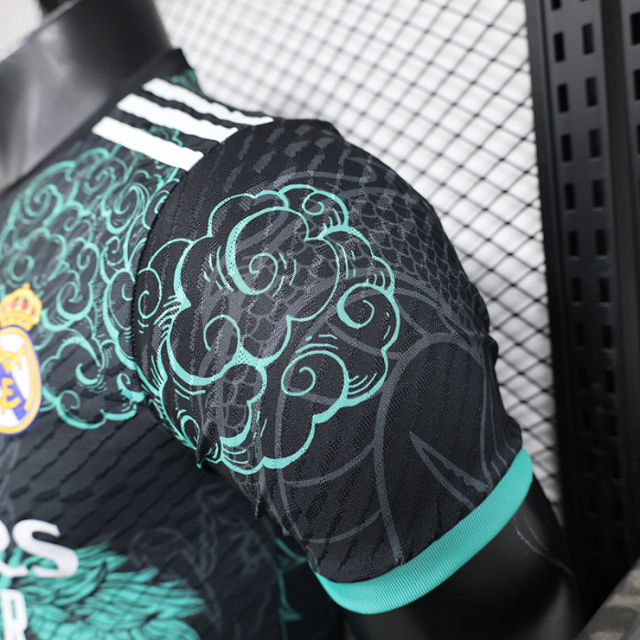 Player Version 2025-2026 Real Madrid Black/Green Dragon Soccer Jersey Real Football Shirt
