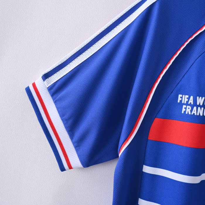 with Front Lettering Retro Jersey 1998 France Home Soccer Jersey Vintage Football Shirt