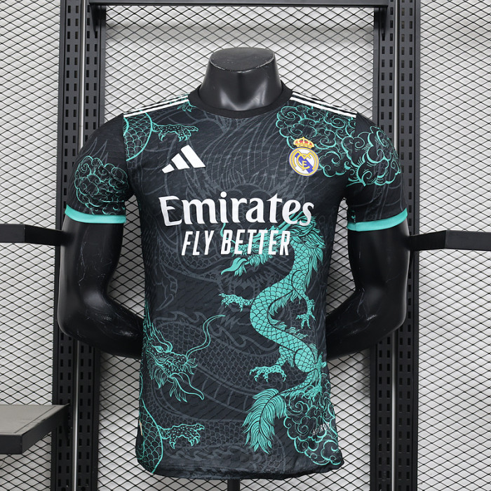 Player Version 2025-2026 Real Madrid Black/Green Dragon Soccer Jersey Real Football Shirt