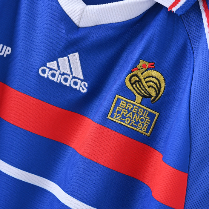 with Front Lettering Retro Jersey 1998 France Home Soccer Jersey Vintage Football Shirt