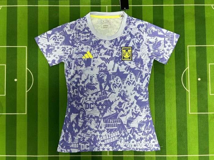 Women 2025-2026 Tigres White/Purple Soccer Training Jersey Girl Football Shirt