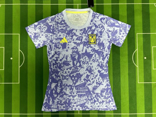 Women 2025-2026 Tigres White/Purple Soccer Training Jersey Girl Football Shirt