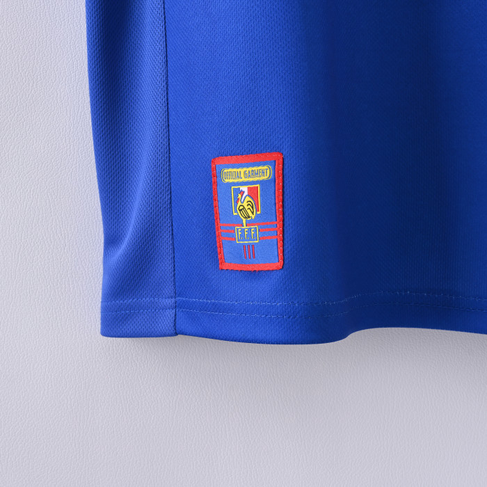 with Front Lettering Retro Jersey 1998 France Home Soccer Jersey Vintage Football Shirt