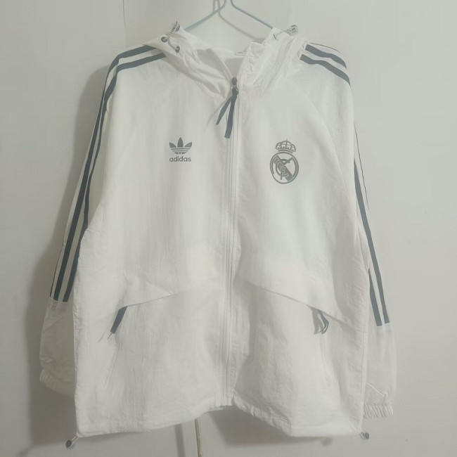2025 Real Madrid White Soccer Windbreaker Jacket Football Jacket