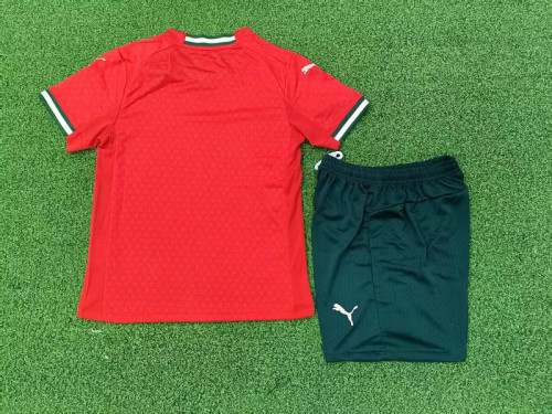 Player Version Youth Uniform Kids Kit Portugal 2025 Home Soccer Jersey Shorts Child Football Set