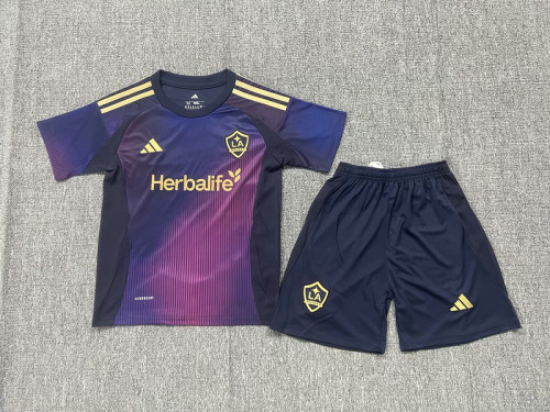 Youth Uniform Kids Kit 2025-2026 Los Angeles Galaxy Away Soccer Jersey Shorts Child Football Set
