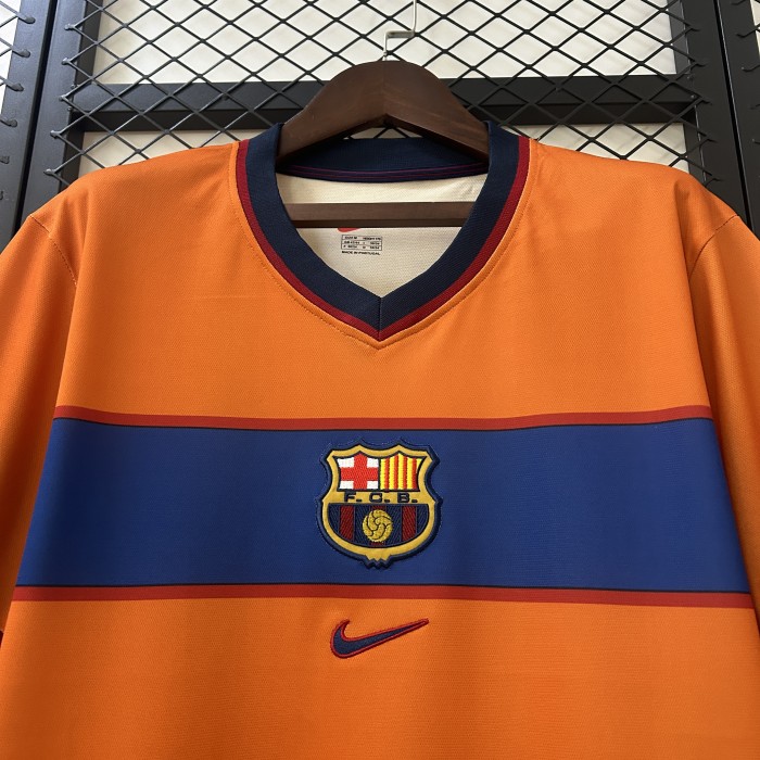 Retro Jersey 1998-2000 Barcelona Third Away Orange Soccer Jersey Vintage Football Shirt