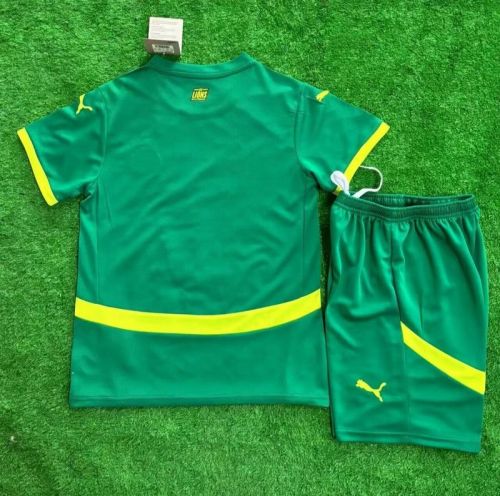 Youth Uniform Kids Kit 2025 Senegal Away Green Soccer Jersey Shorts Child Football Set