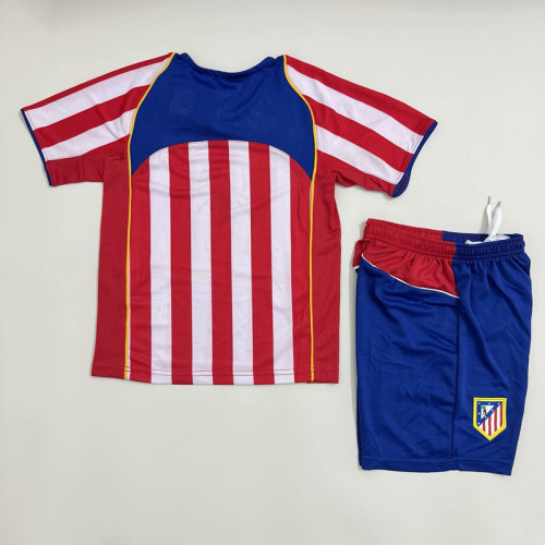 Retro Youth Uniform Kids Kit 2004-2005 Atletico Madrid Home Soccer Jersey Shorts Vintage Child Football Set