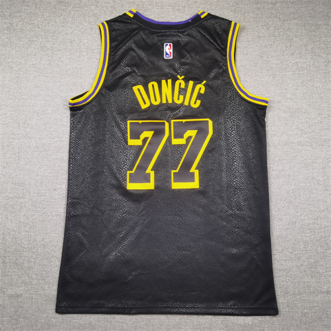 Los Angeles Lakers 77 Doncic Black Snake Pattern NBA Jersey Basketball Shirt