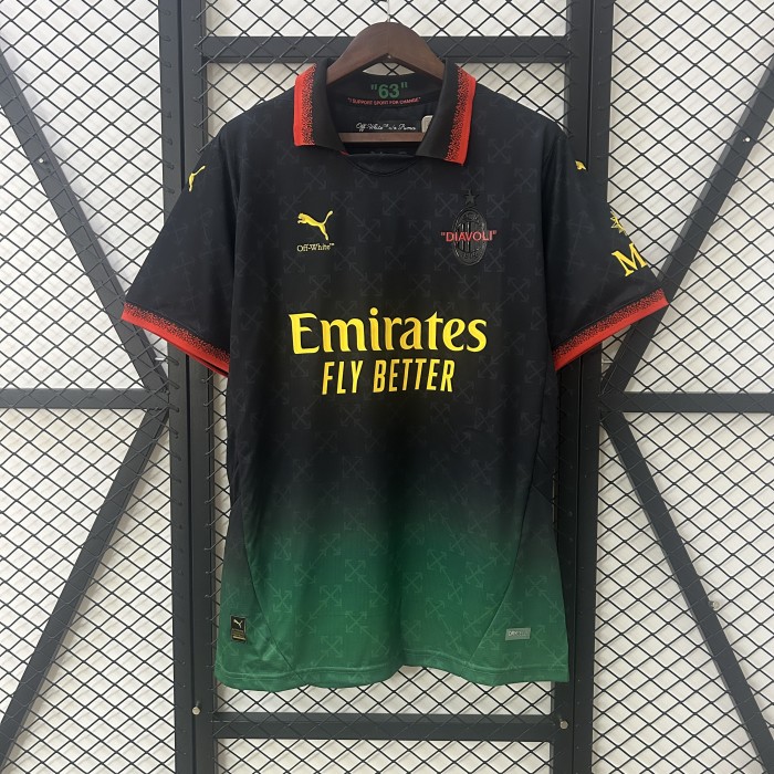 Fan Version 2024-2025 AC Milan Fourth Away Black/Green Soccer Jersey AC Football Shirt