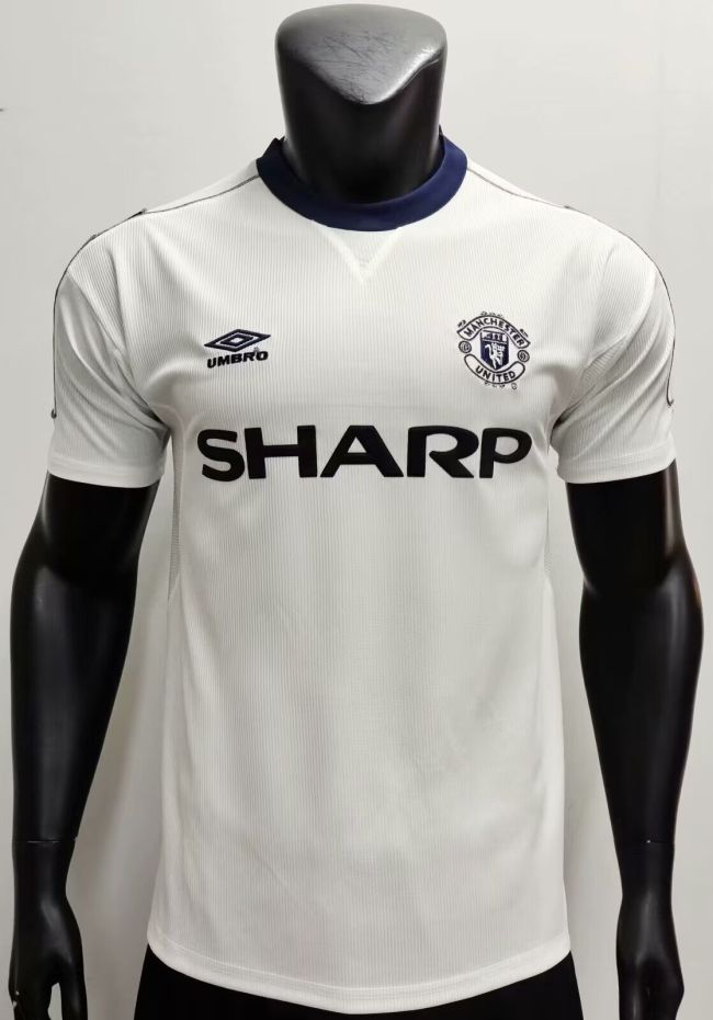 Retro Jersey 1998-1999 Manchester United Away White Soccer Jersey Vintage Man Utd Football Shirt