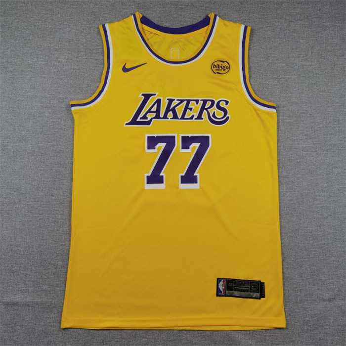 Los Angeles Lakers 77 Doncic Yellow NBA Jersey Basketball Shirt
