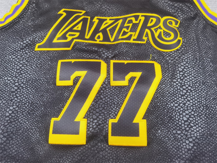 Los Angeles Lakers 77 Doncic Black Snake Pattern NBA Jersey Basketball Shirt