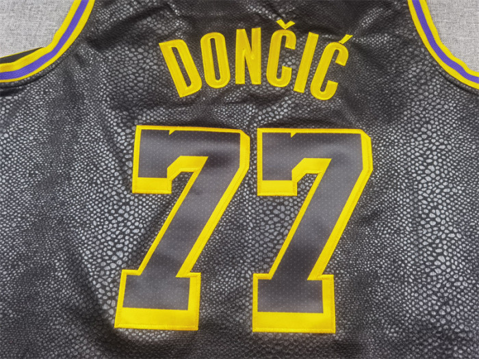 Los Angeles Lakers 77 Doncic Black Snake Pattern NBA Jersey Basketball Shirt